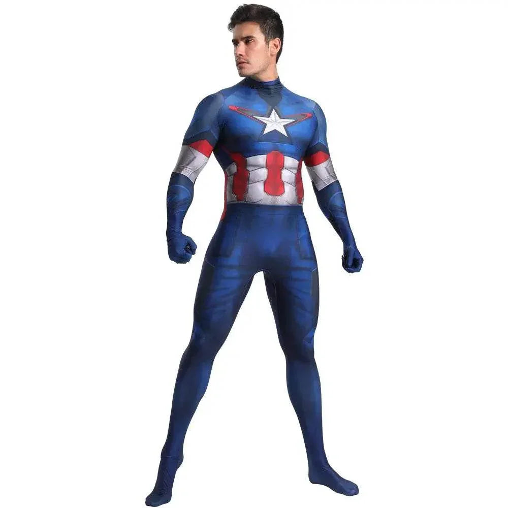 Captain America Outfits Halloween Cosplay Costume Bodysuit - Azufun