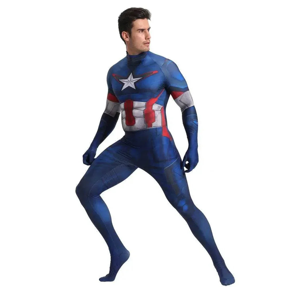 Captain America Outfits Halloween Cosplay Costume Bodysuit - Azufun