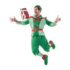 Christmas Elf Adult Men Costume with Elf Hat Stripes Design for Christmas Parties - Azufun