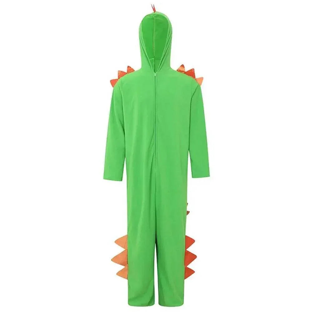 Cute Green Big Tail Dinosaur Animal Adult Jumpsuit Cosplay Costume Carnival - Azufun