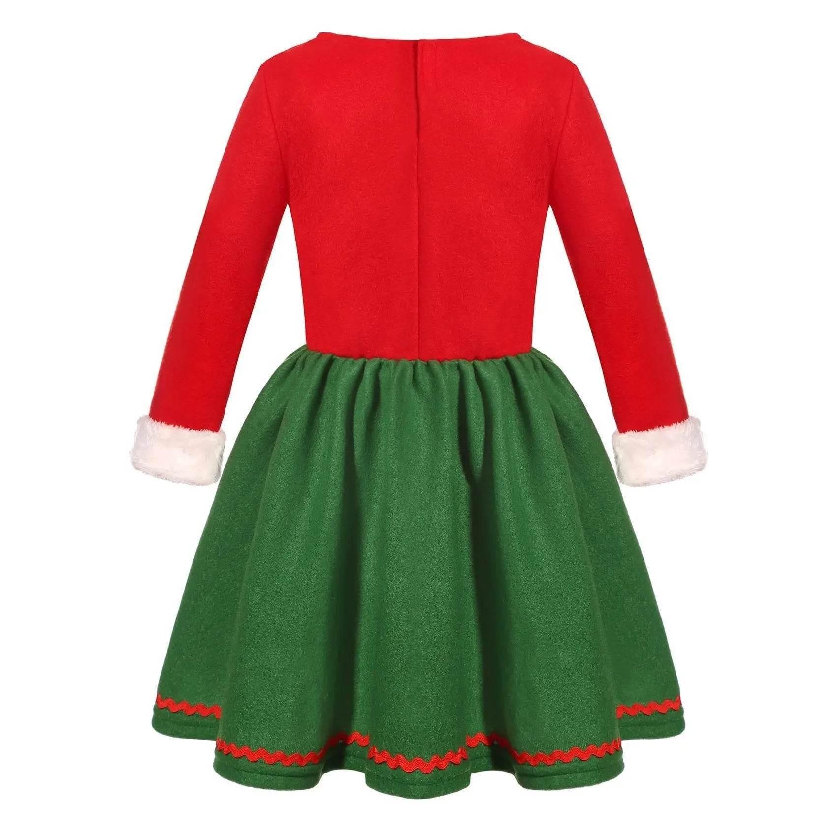 Elf Costume for Girls Boy Kids Christmas Party Dress Outfit - Azufun