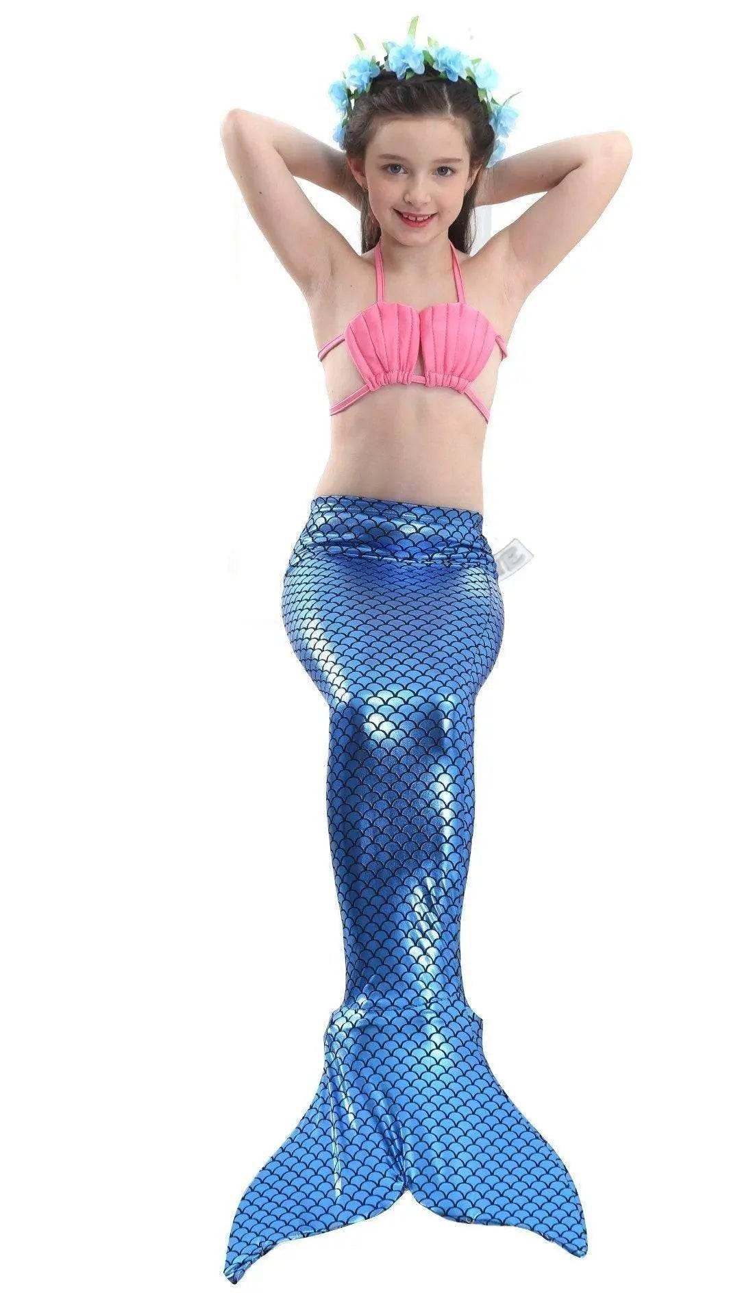 Girls Kids Mermaid Tail Swimwear Bikini Set Swimsuit Swimming Costume - Azufun