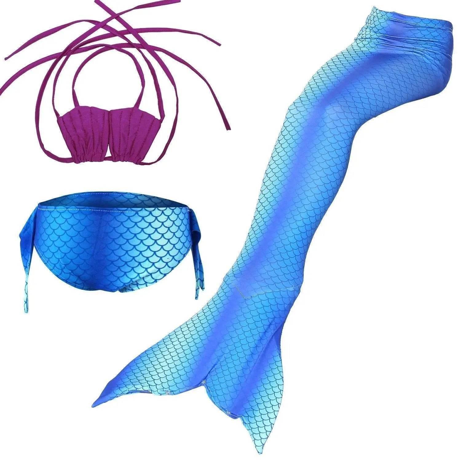 Girls Kids Mermaid Tail Swimwear Bikini Set Swimsuit Swimming Costume - Azufun