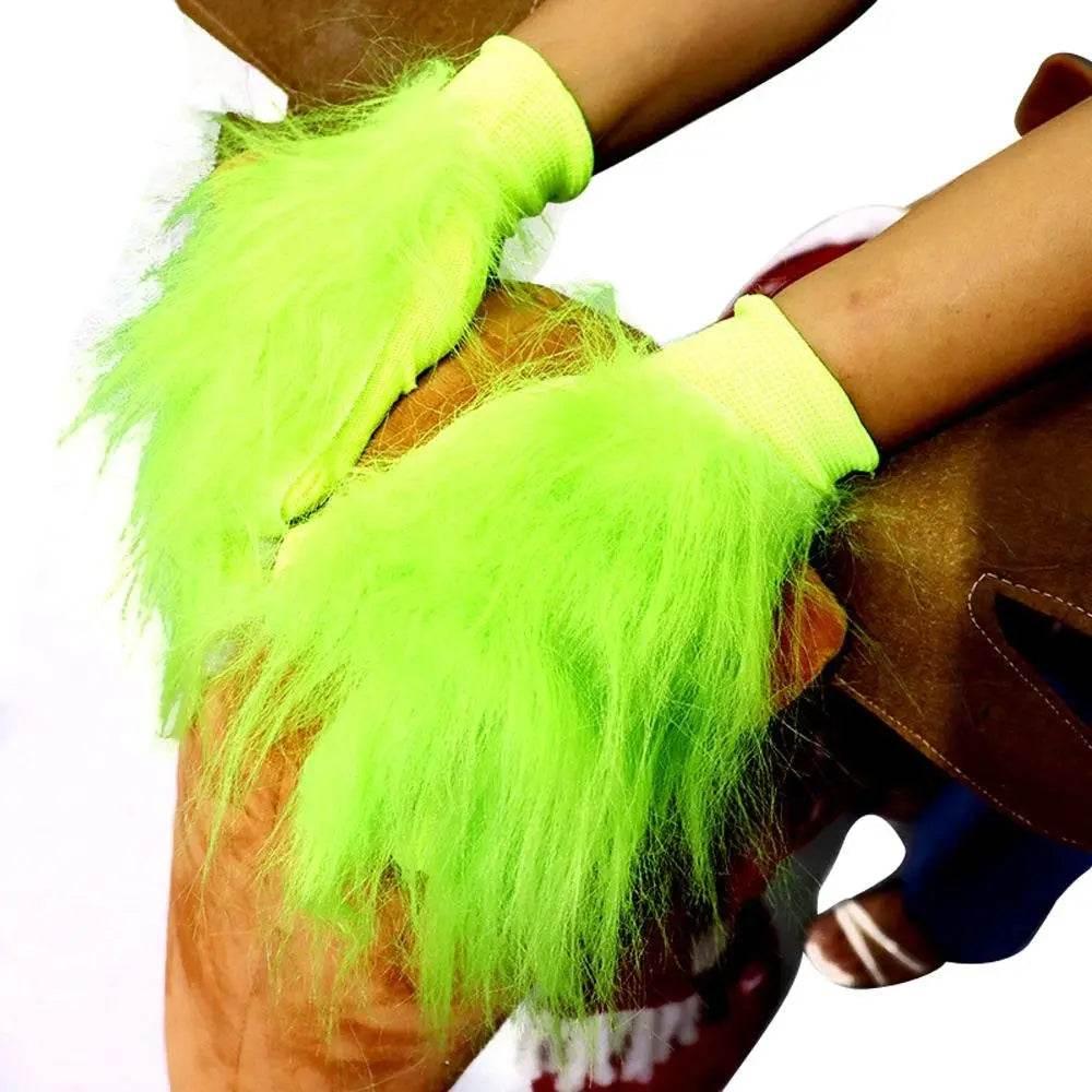 Green The Grinch Christmas Costumes Gloves - Azufun