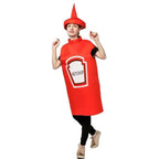 Halloween Adult Couples Mustard Ketchup jumpsuit Costume Cosplay Party - Azufun
