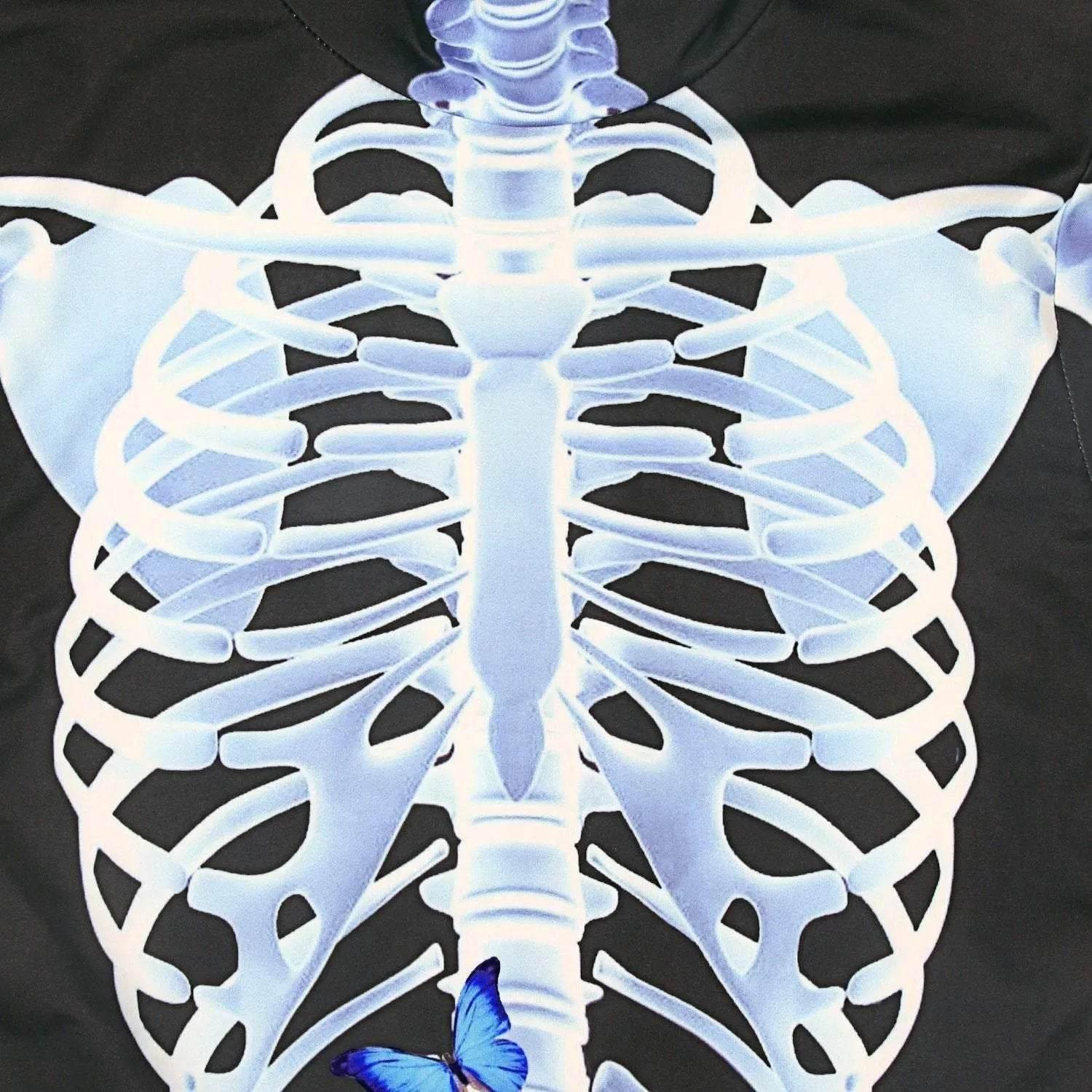 Halloween Skeleton Cosplay Costume Bodycon Jumpsuit for Women - Azufun