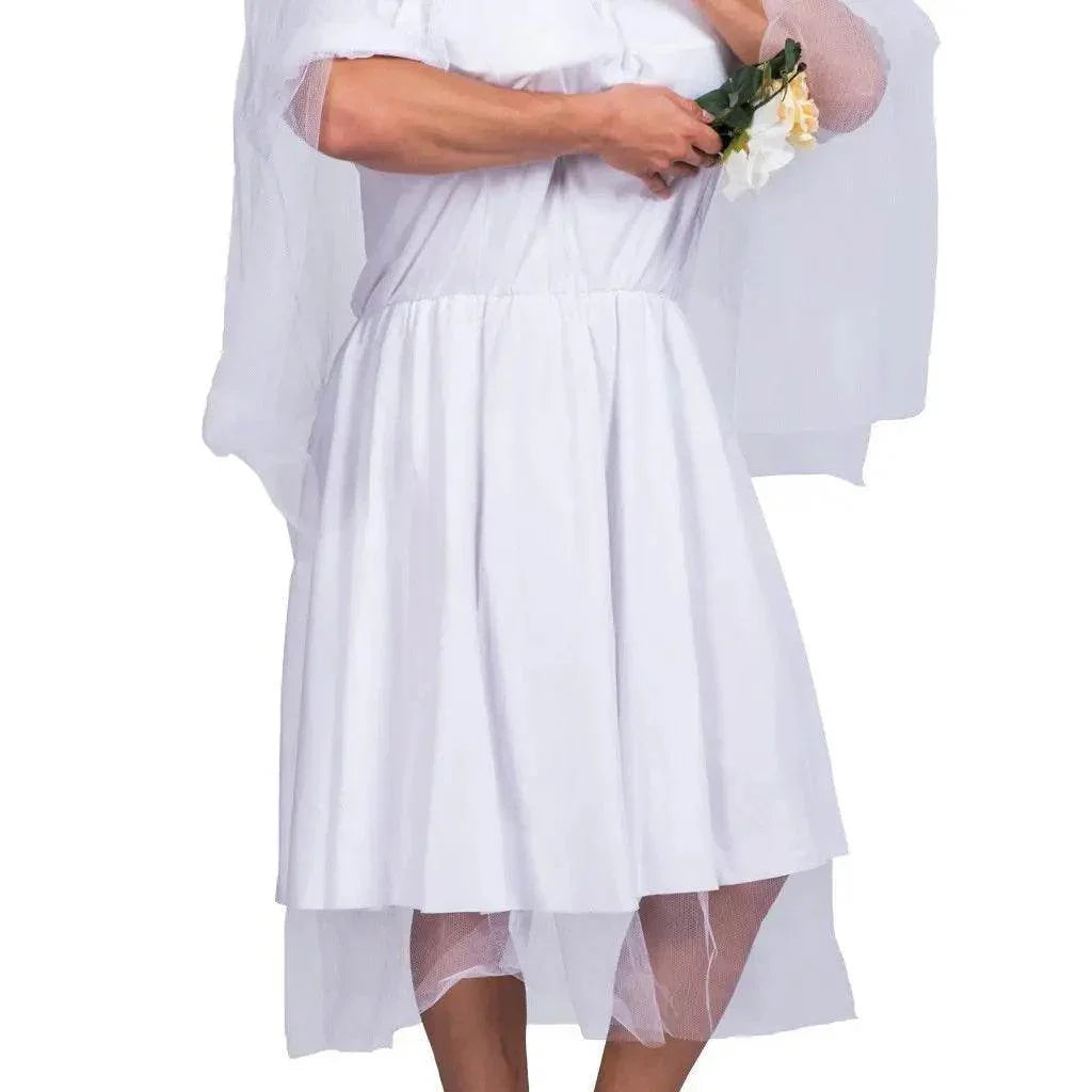 Halloween Wedding Dress Costumes White Bride Funny Party Adult Wedding Suit Party Outift for Men - Azufun