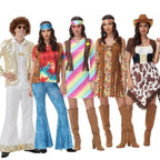 Halloween cosplay Adult retro 70s disco Hippie Fancy Dress Costume - Azufun