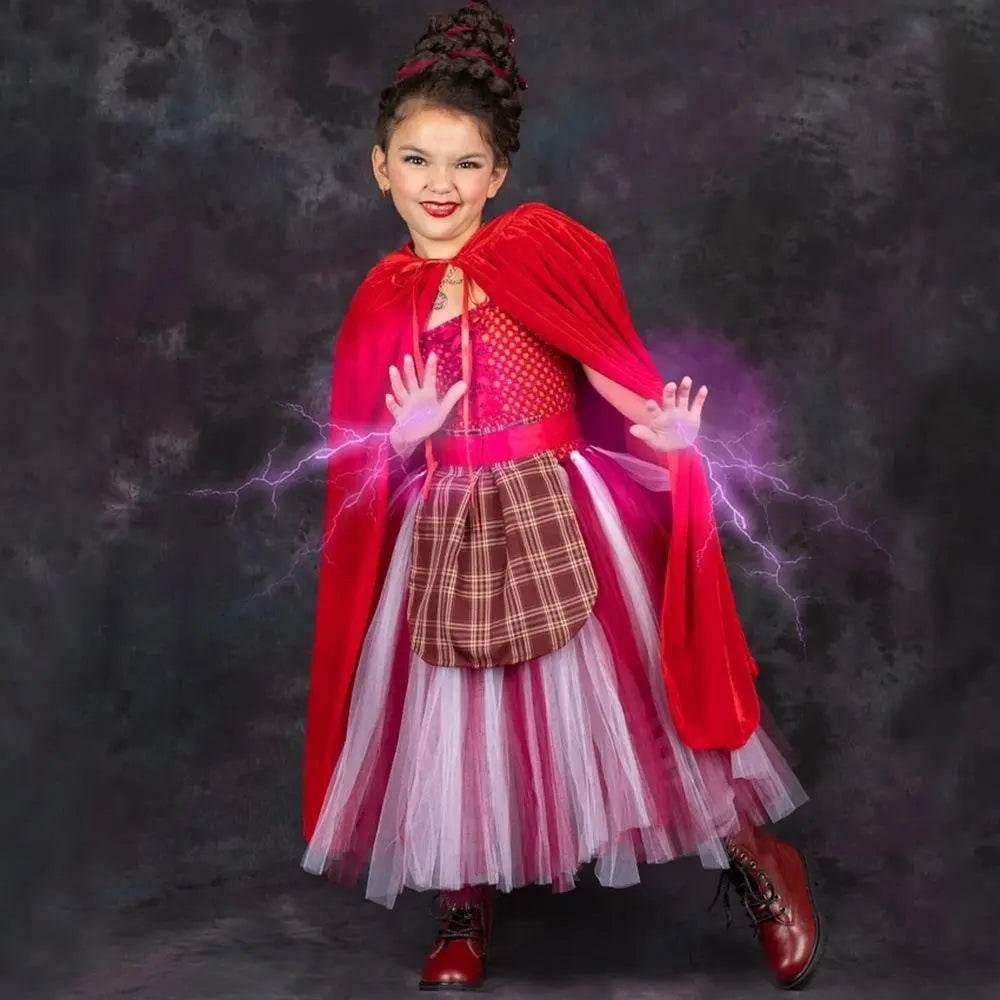 Hocus Pocus Sanderson Winifred Sarah Mary Costume sisters Tutu Dress for kids Girl Halloween Party Gift - Azufun