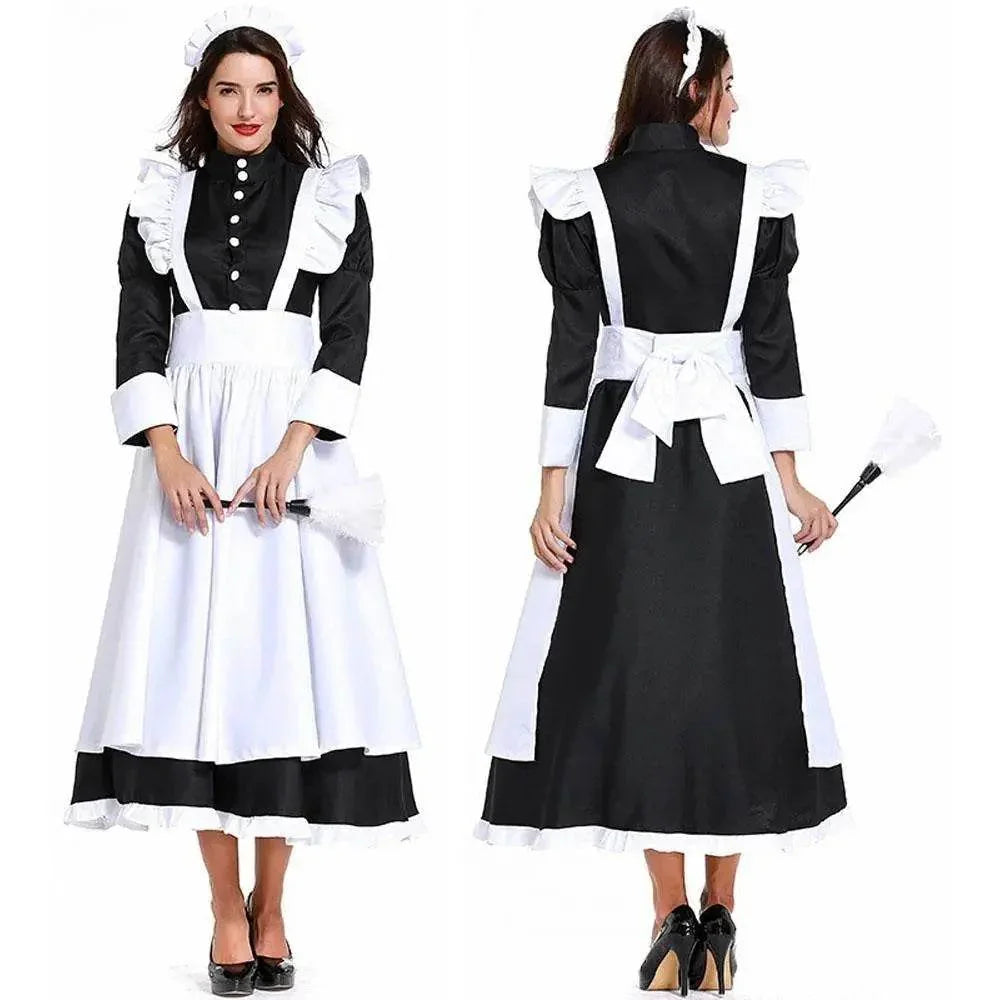 Housekeeper French maid costume German maid costume black and white long skirt unisex - Azufun