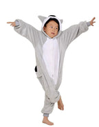 Kids Long Tail Lemur Kigurumi Pajamas Onesies Costume - Pajamasbuy