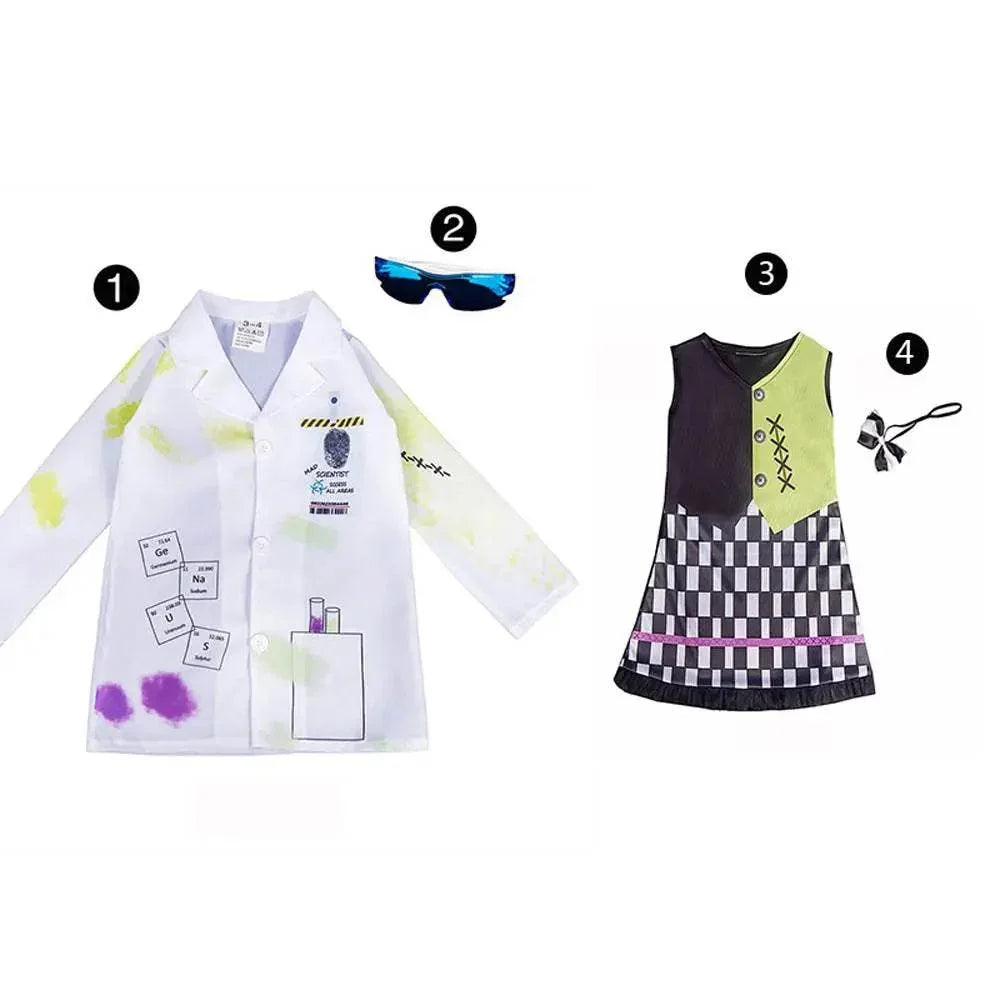 Kids Mad Scientist Costume Halloween Cosplay Outfits - Azufun