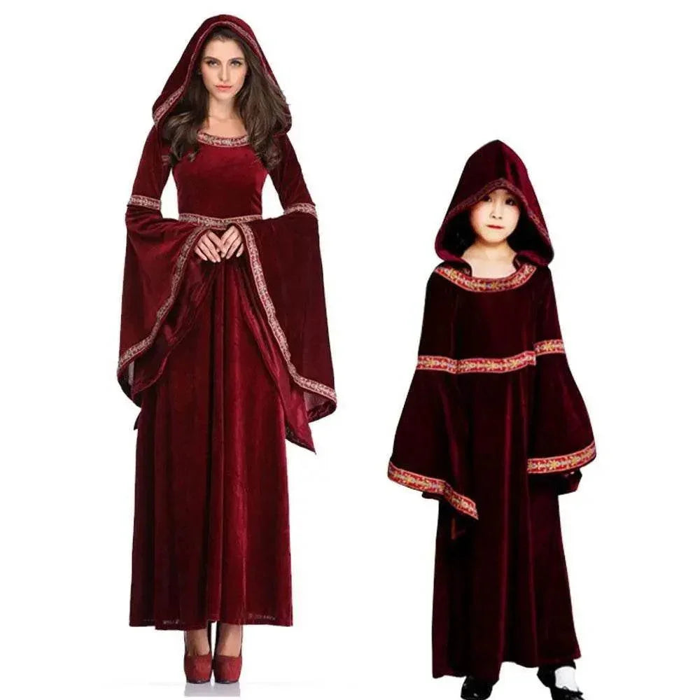 Medieval Halloween costume Victorian dress Renaissance burgundy dress - Azufun