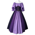 Medieval retro flying sleeves tie waist long one shoulder dress For Women - Azufun