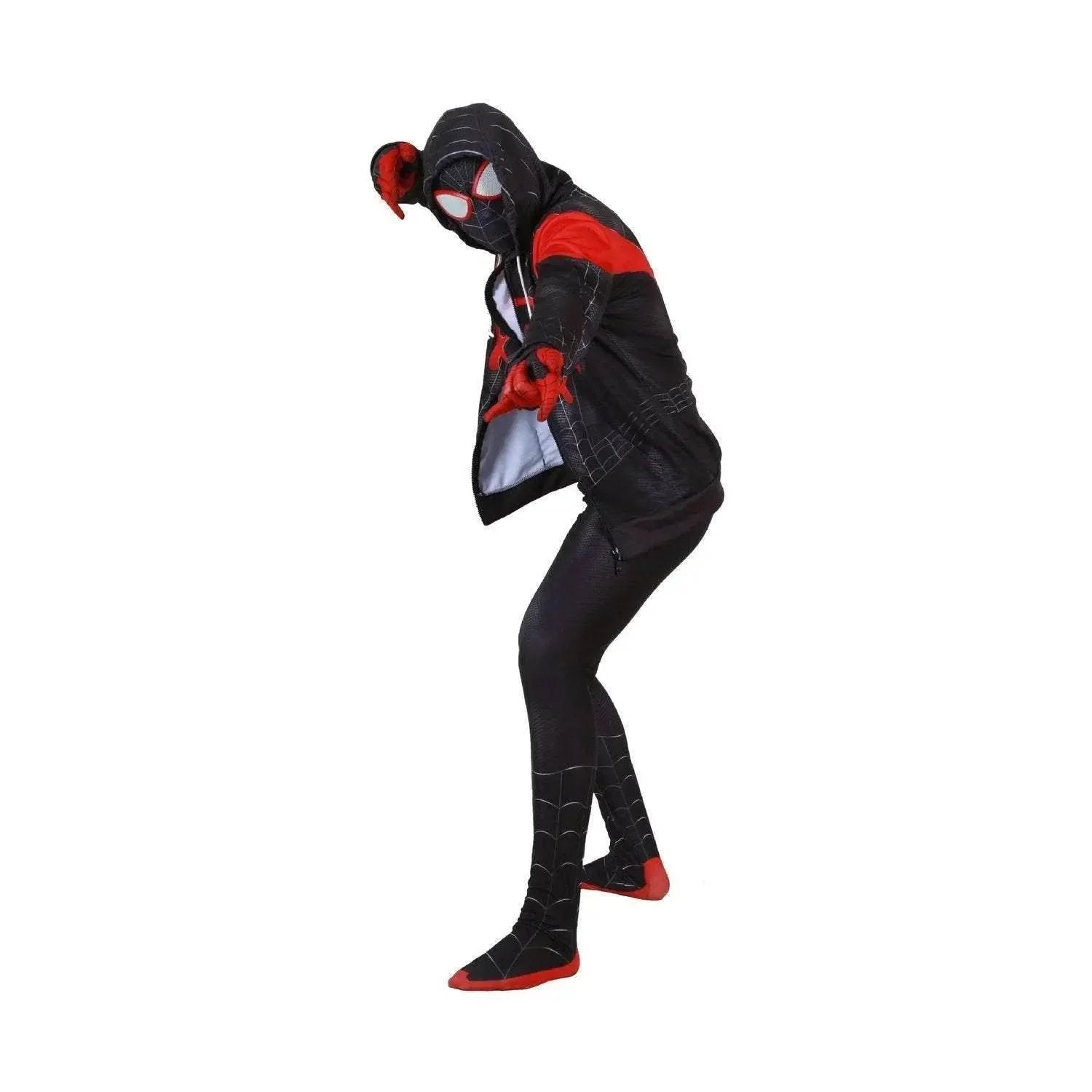 New Age Black Spiderman Miles Hero Cosplay Halloween Costume Sweater - Azufun