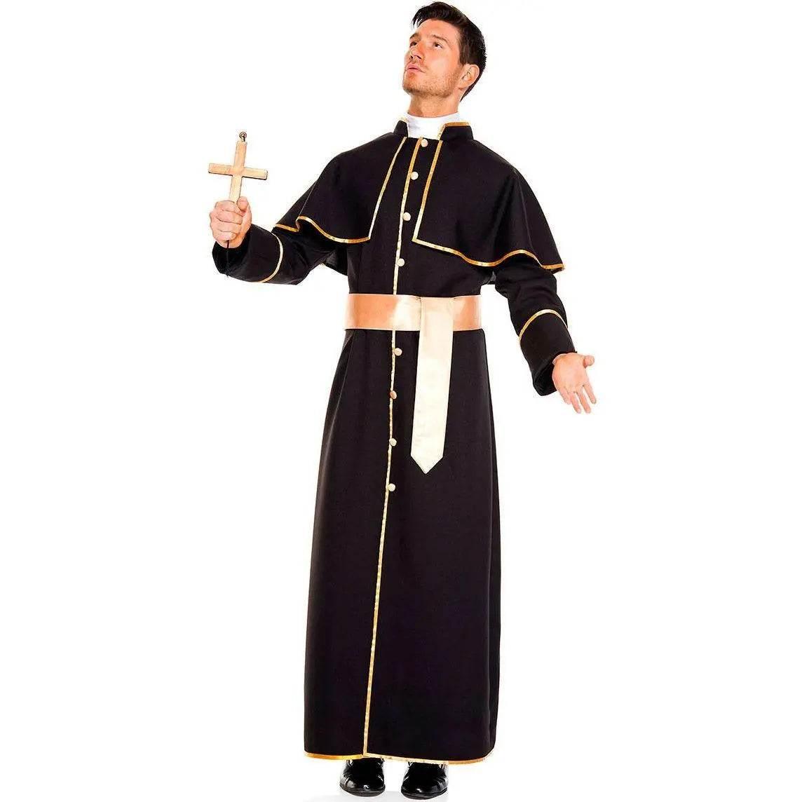 Pastor Fr Nun Couples Costume Halloween Outfits Cosplay Party Carnival - Azufun
