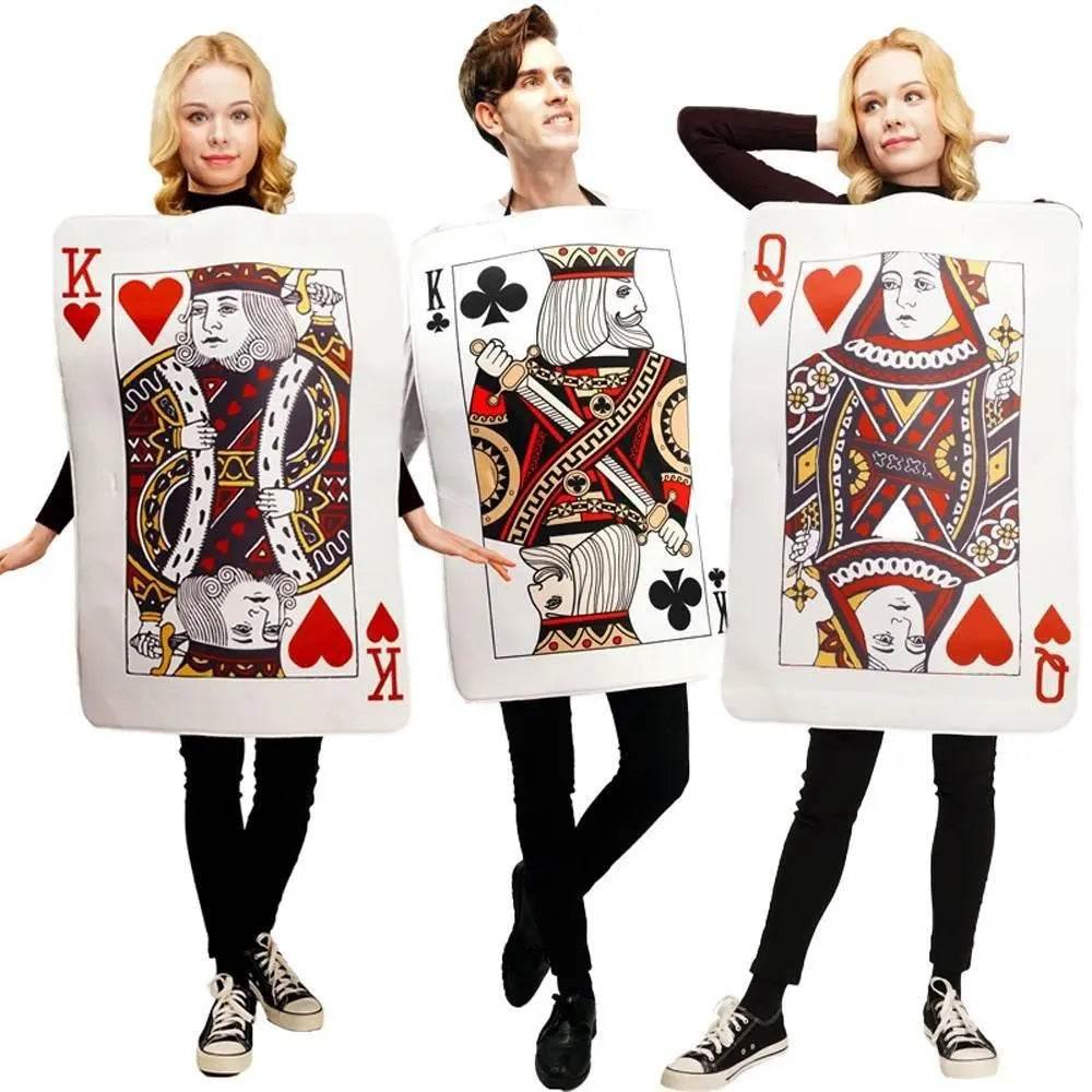 Poker Couples Funny Queen Clubs King of Hearts Cosplay Costume Halloween Carnival Suit - Azufun