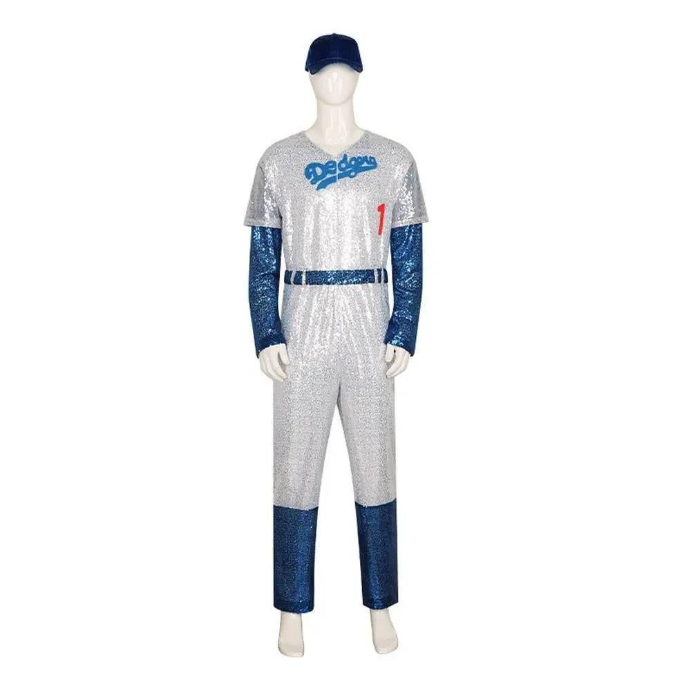 Rocketman Elton John Dodgers Baseball Costume Cosplay Uniform Halloween Carnival Suit - Azufun