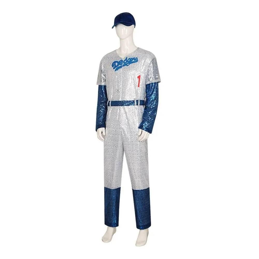 Rocketman Elton John Dodgers Baseball Costume Cosplay Uniform Halloween Carnival Suit - Azufun