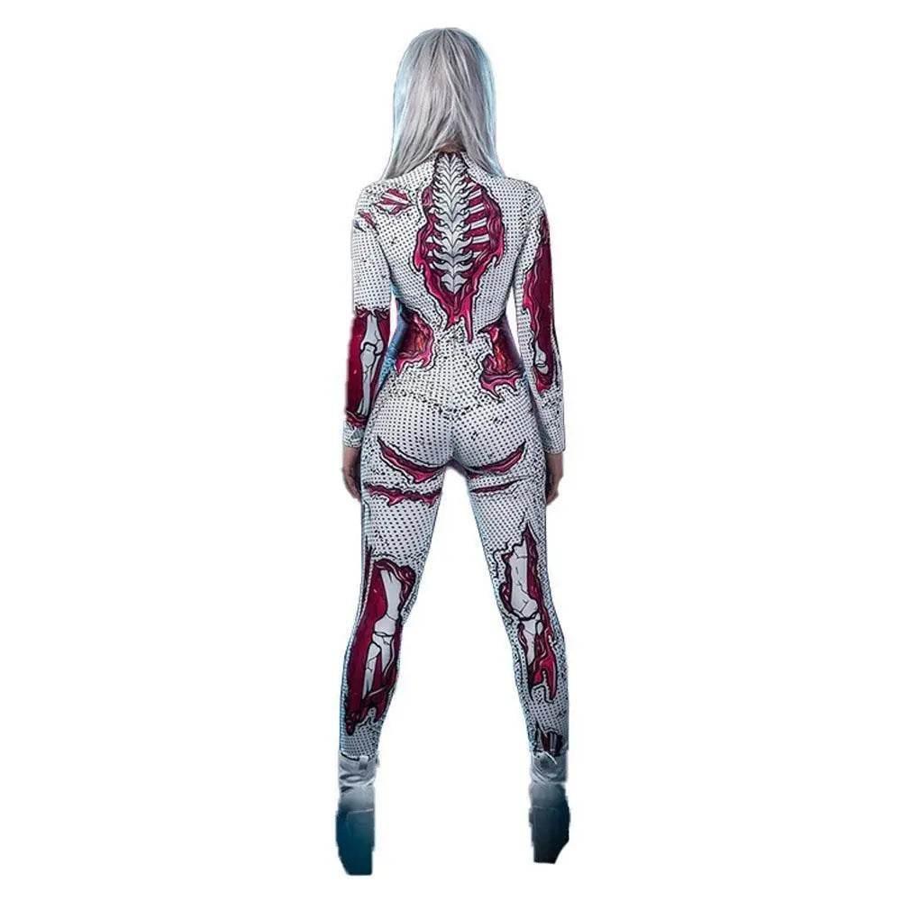 Skeleton Costumes Halloween Horror Zombie Cosplay Jumpsuit for Women's Carnival Bodysuit Adult Zentai - Azufun