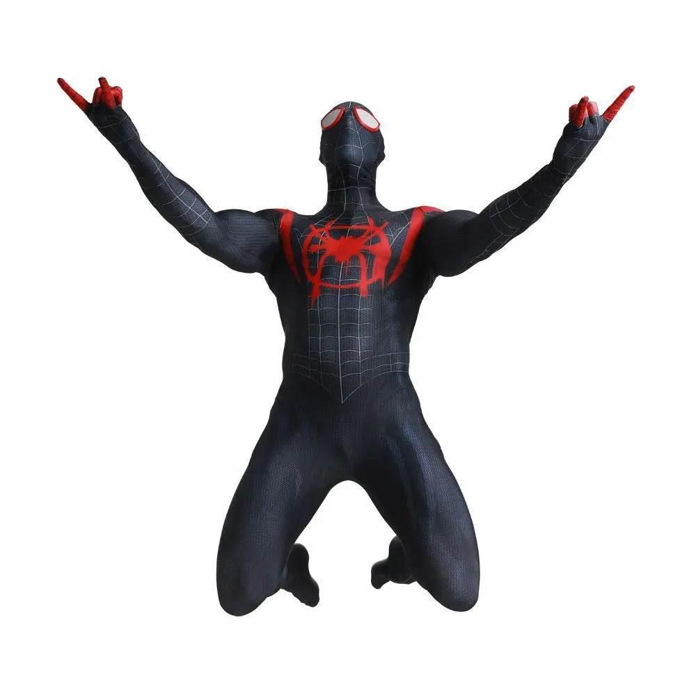 Spider-Man Into the Spider-Verse Miles Morales Costume Adults Cosplay Party Jumpsuit Halloween - Azufun