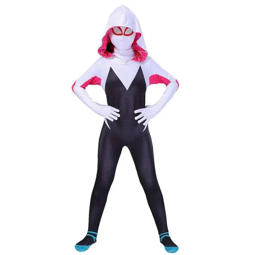 Spider-Man Women Gwen Stacy Cosplay Costume Zentai Jumpsuit Adult Kids - Azufun