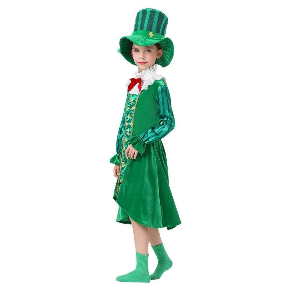 St Patrick's Day Kids Green Dress Party Cosplay Costume Carnival Suit - Azufun