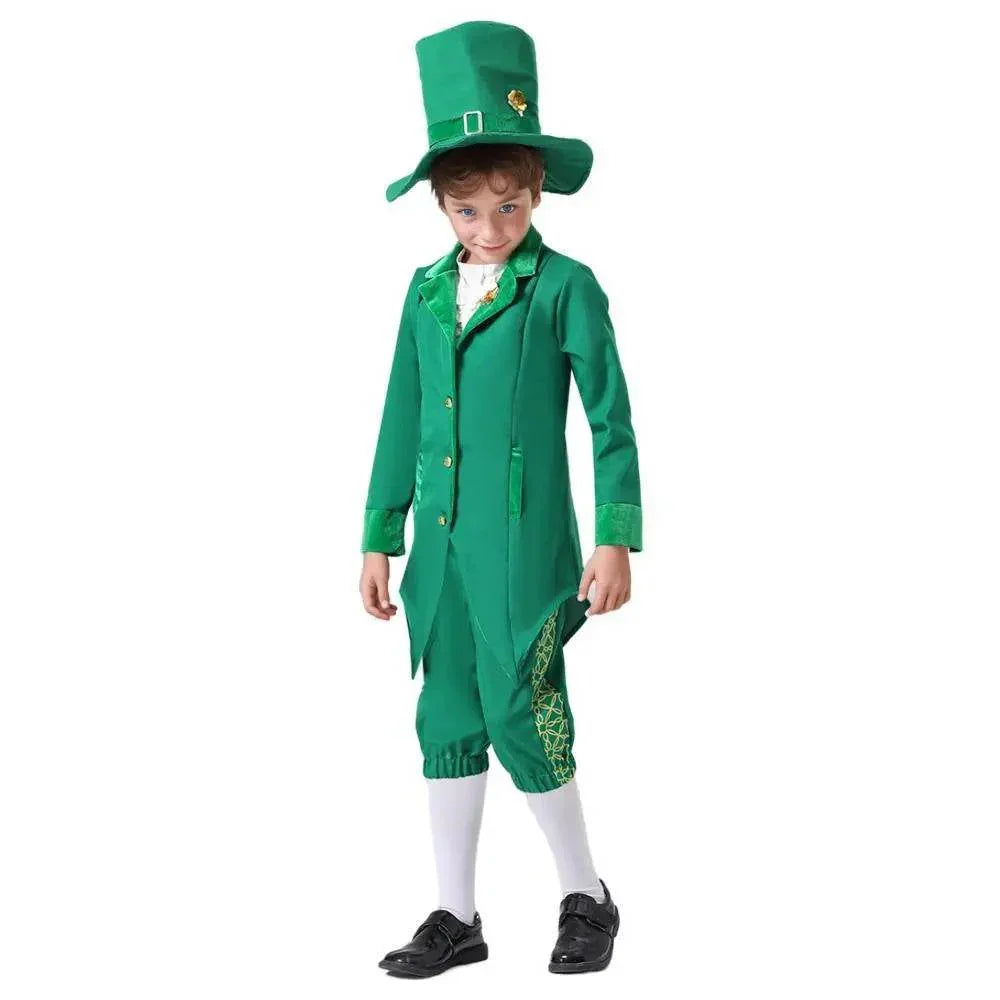 St Patrick's Day Kids Green Dress Party Cosplay Costume Carnival Suit - Azufun