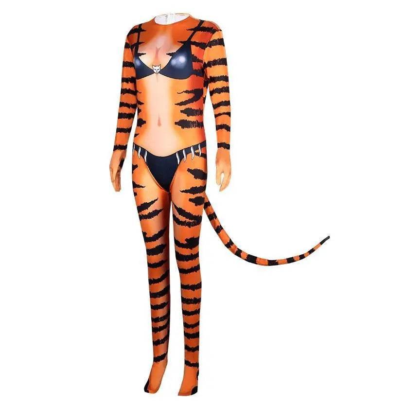 Tiger Stripes Animal Cosplay Zentai Costume Jumpsuit Bodysuit Outfits Adult - Azufun
