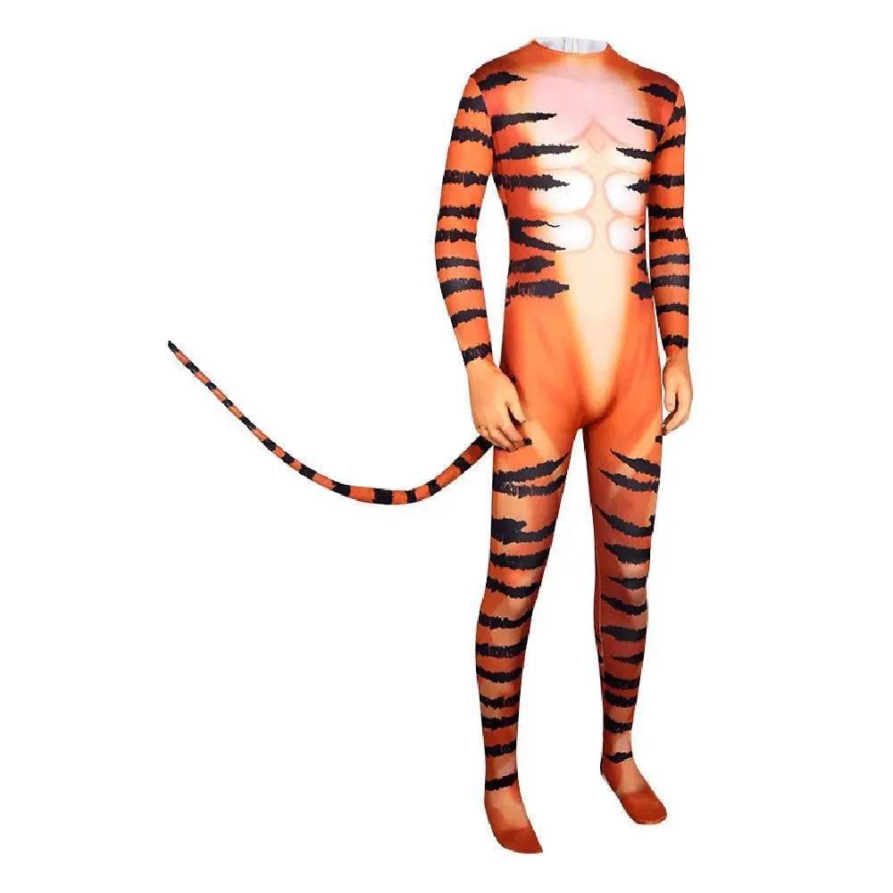 Tiger Stripes Animal Cosplay Zentai Costume Jumpsuit Bodysuit Outfits Adult - Azufun