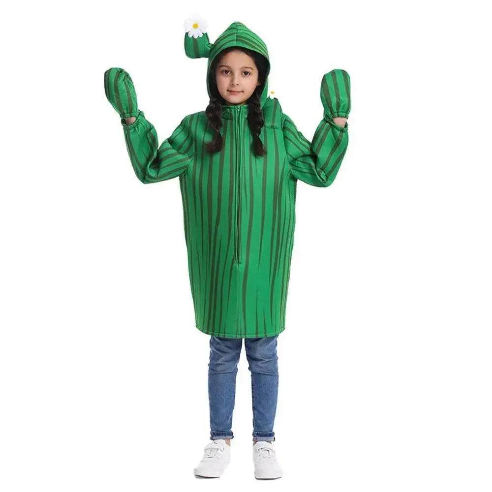 Unisex Kids Cactus Costume Cosplay Halloween Party Dress Up Plant Jumpsuit - Azufun