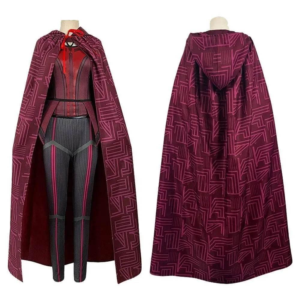 Wanda Maximoff Costume Cosplay Jumpsuit Red Witch Cloak Halloween Outfit for Woman - Azufun