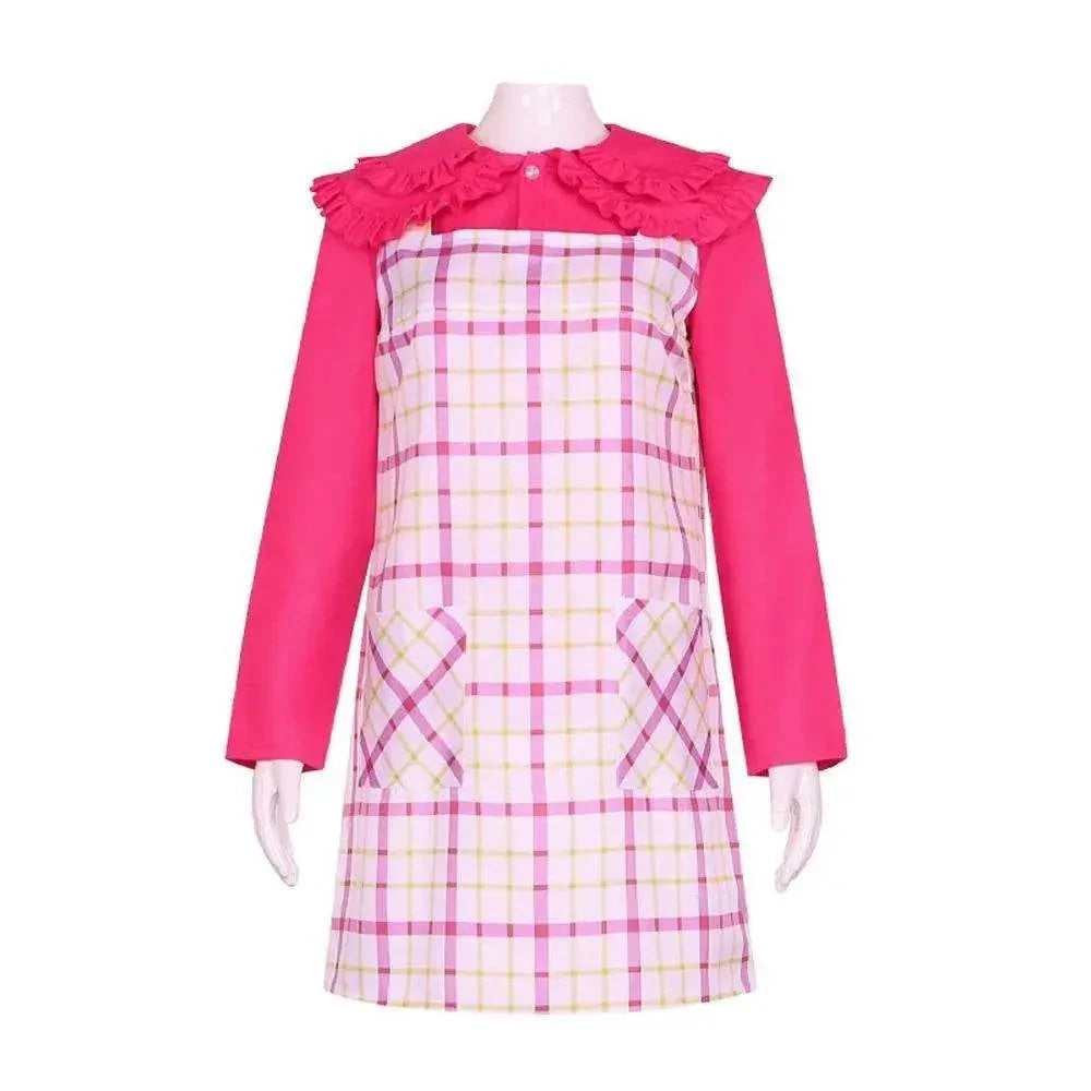 Wednesday Cosplay Costume Enid Sinclair Pink Dress Halloween Outfit for Women - Azufun