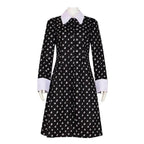 Wednesday Costume The Addams Family Cosplay Costumes Long Sleeve Printed Dress For Adult - Azufun