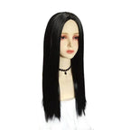 Wednesday's Mom Wig The Addams Family Cosplay Black Middle Parted Straight Wig For Adult - Azufun
