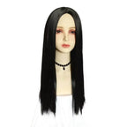 Wednesday's Mom Wig The Addams Family Cosplay Black Middle Parted Straight Wig For Adult - Azufun