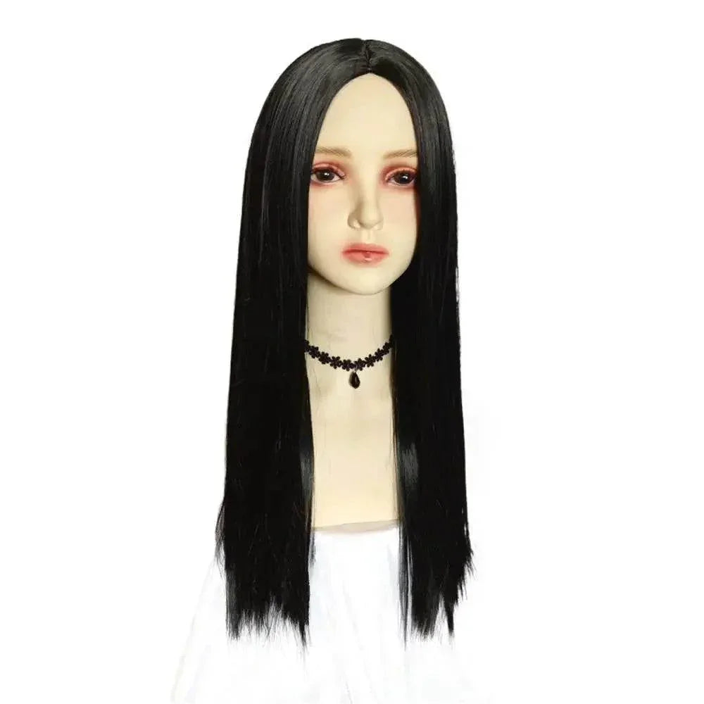 Wednesday's Mom Wig The Addams Family Cosplay Black Middle Parted Straight Wig For Adult - Azufun
