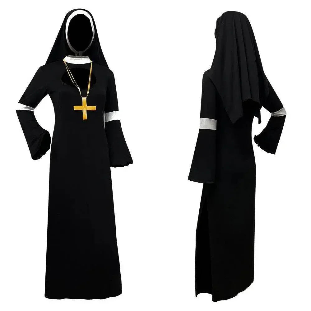 Women Nun Cosplay Halloween Costume - Azufun