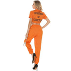 Women Prisoner Costume Halloween Cosplay Jumpsuit Female - Azufun