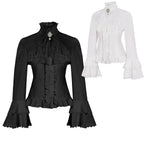 Women's Lolita Palace Retro Blouse Long Bell Sleeve Ruffled Shirt - Azufun