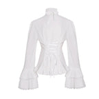 Women's Lolita Palace Retro Blouse Long Bell Sleeve Ruffled Shirt - Azufun