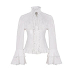 Women's Lolita Palace Retro Blouse Long Bell Sleeve Ruffled Shirt - Azufun