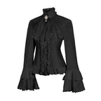 Women's Lolita Palace Retro Blouse Long Bell Sleeve Ruffled Shirt - Azufun