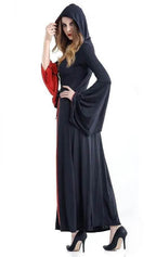 Women's Medieval Vintage Demon Hooded Witch Dress Cosplay Costume Halloween Renaissance Gothic - Azufun