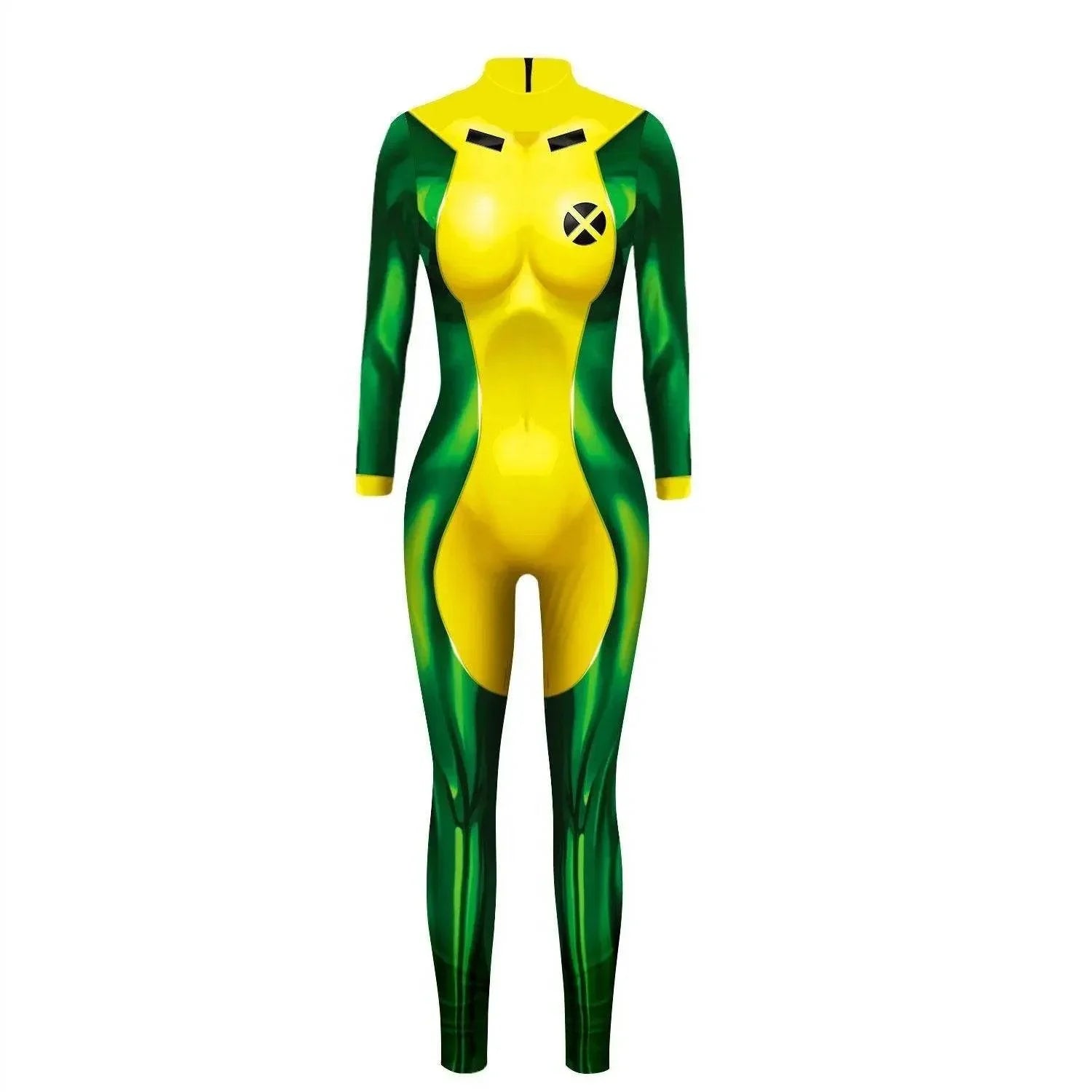 X Men Rogue Costume Zentai Bodycon Jumpsuit Halloween Cosplay - Azufun