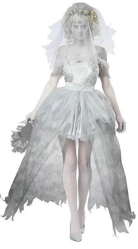 Zombie Bride Dress Fancy Dress Costume Halloween - Azufun