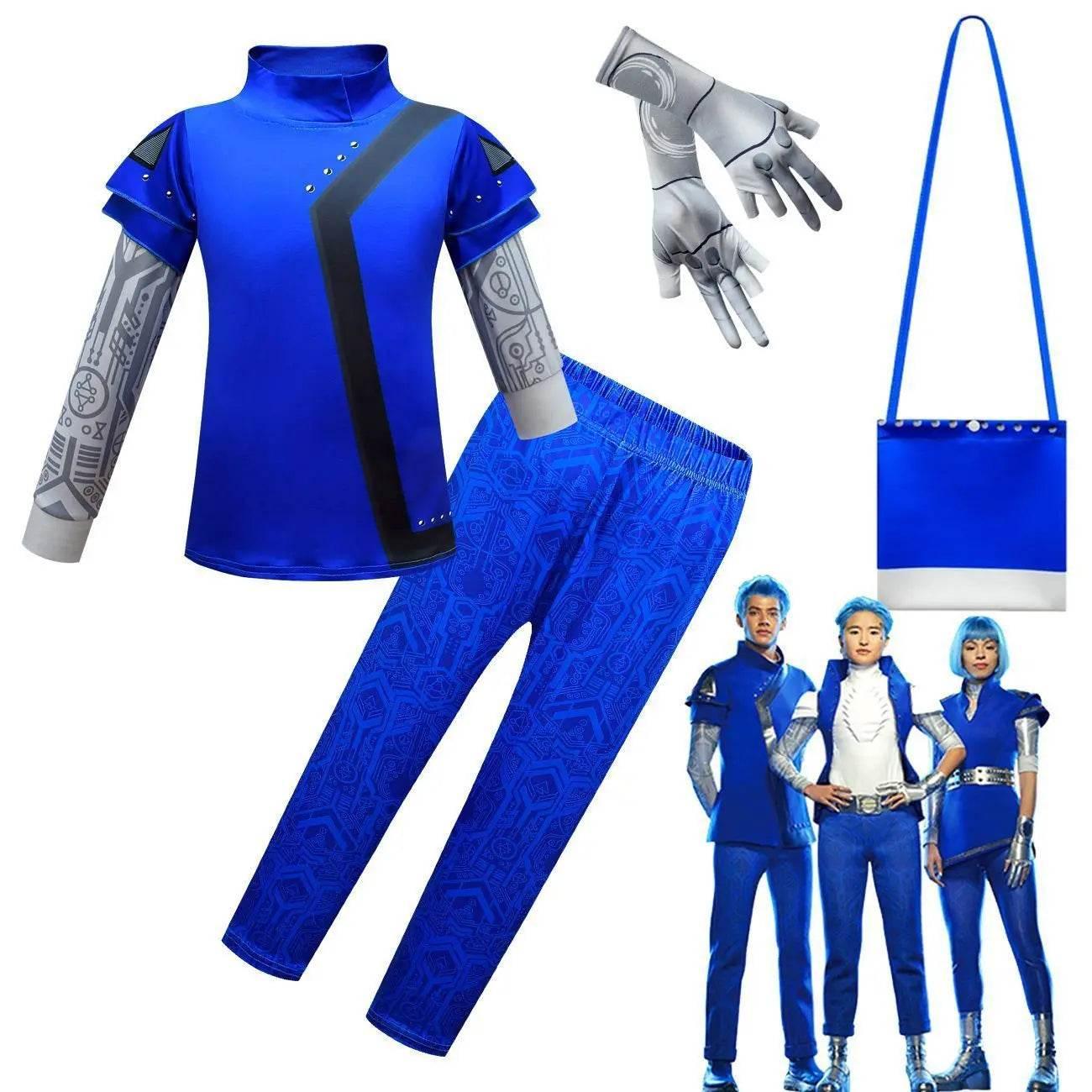 Zombies 3 Blue Cosplay Costume two piece set Bodysuit Outfits for kids - Azufun