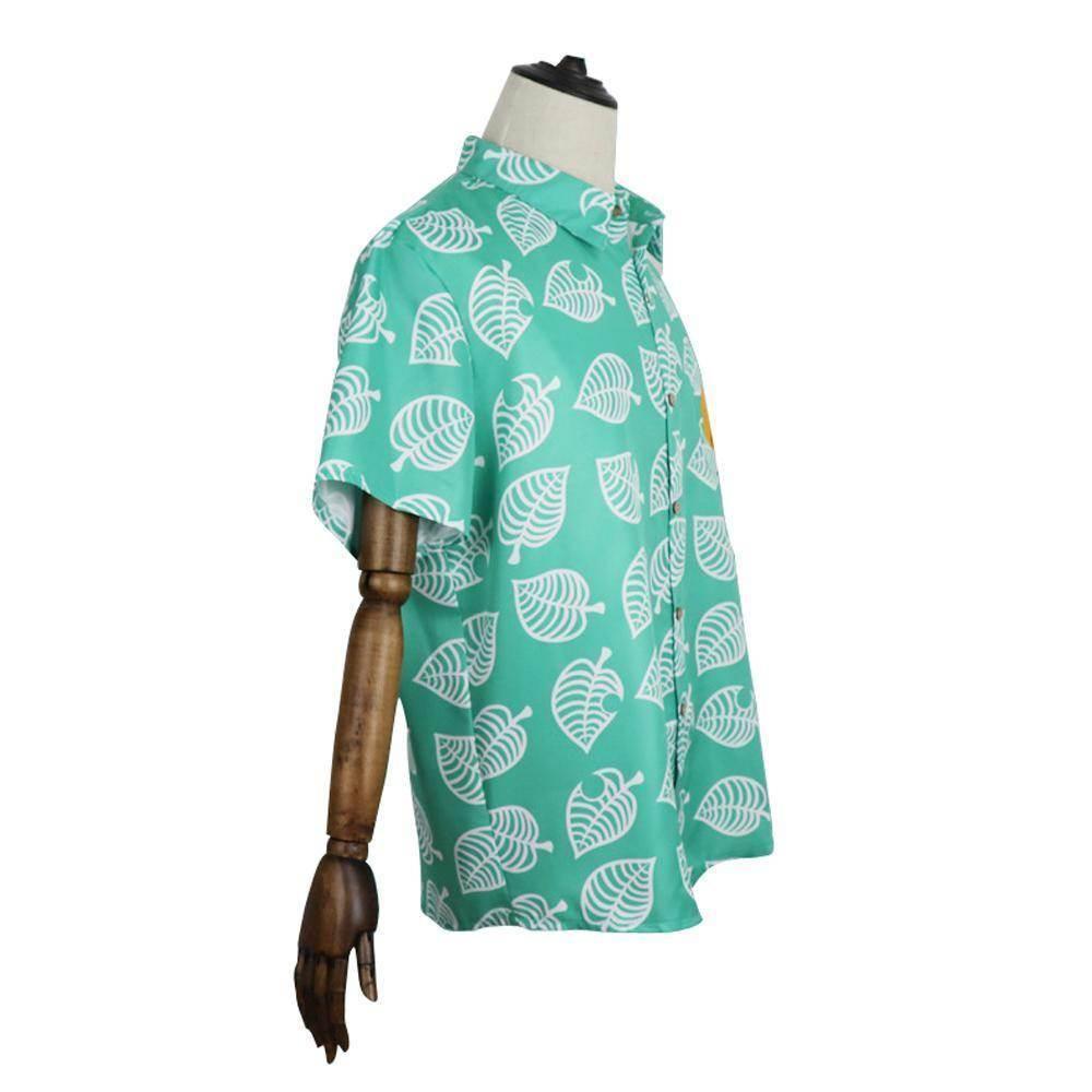 Animal Crossing Button Up Shirt Costume Cosplay Leaf Tee Shirts Top Halloween Outfit Dress Up For Adults - Azufun