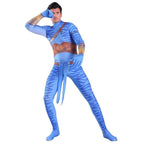 Avatar 2 Neytiri Battle Costume Tail Suit Unisex Jumpsuit Halloween Cosplay Zentai Bodysuit for Adult Kids - Azufun