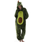 BuyAvocado Fruit Cartoon Kigurumi Costume Cozy Fleece Pajamas Now Cheaper With 3 - 5 Days Ship - PajamasBuy